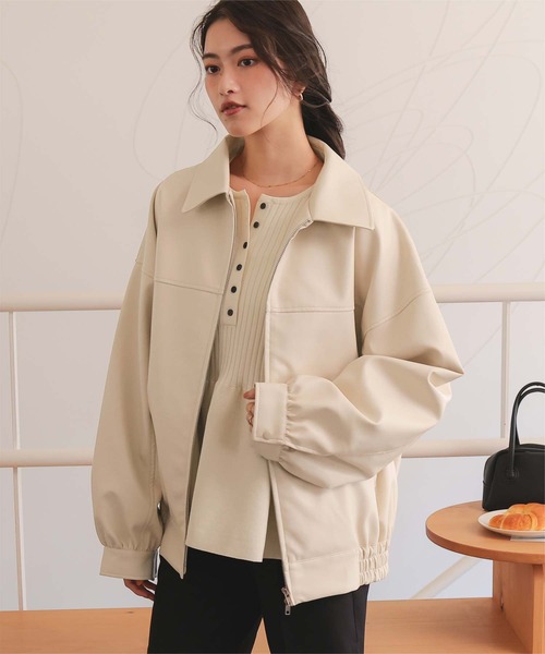 titivate(ティティベイト)の「【26SS新作/2026 SPRING COLLECTION】フェイクレザー/スエードオーバージャケット(ブルゾン・レディース・ブラウン/ブラック/ブラウン系その他/アイボリー・S/M/L)」の1枚目の写真