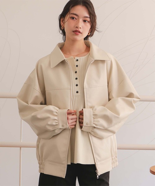 titivate(ティティベイト)の「【26SS新作/2026 SPRING COLLECTION】フェイクレザー/スエードオーバージャケット(ブルゾン・レディース・ブラウン/ブラック/ブラウン系その他/アイボリー・S/M/L)」の16枚目の写真