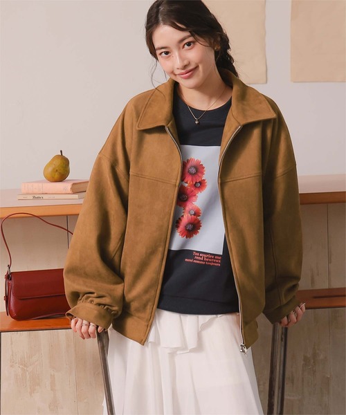 titivate(ティティベイト)の「【26SS新作/2026 SPRING COLLECTION】フェイクレザー/スエードオーバージャケット(ブルゾン・レディース・ブラウン/ブラック/ブラウン系その他/アイボリー・S/M/L)」の7枚目の写真