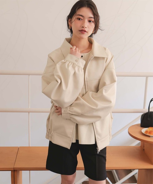 titivate(ティティベイト)の「【26SS新作/2026 SPRING COLLECTION】フェイクレザー/スエードオーバージャケット(ブルゾン・レディース・ブラウン/ブラック/ブラウン系その他/アイボリー・S/M/L)」の19枚目の写真