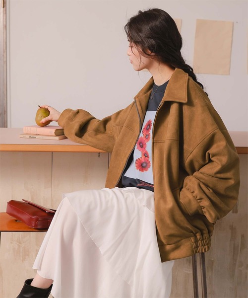 titivate(ティティベイト)の「【26SS新作/2026 SPRING COLLECTION】フェイクレザー/スエードオーバージャケット(ブルゾン・レディース・ブラウン/ブラック/ブラウン系その他/アイボリー・S/M/L)」の8枚目の写真