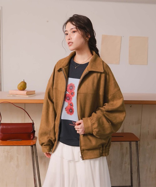 titivate(ティティベイト)の「【26SS新作/2026 SPRING COLLECTION】フェイクレザー/スエードオーバージャケット(ブルゾン・レディース・ブラウン/ブラック/ブラウン系その他/アイボリー・S/M/L)」の10枚目の写真