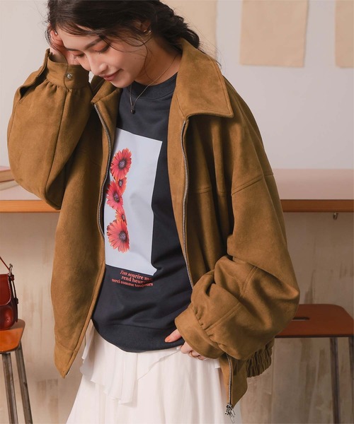 titivate(ティティベイト)の「【26SS新作/2026 SPRING COLLECTION】フェイクレザー/スエードオーバージャケット(ブルゾン・レディース・ブラウン/ブラック/ブラウン系その他/アイボリー・S/M/L)」の5枚目の写真