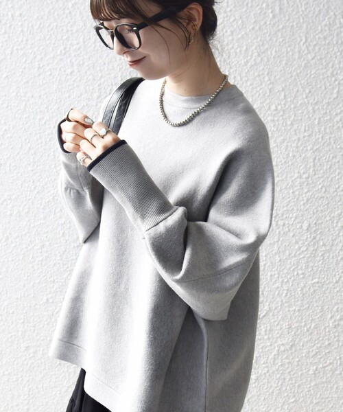 SHIPS any:〈手洗い可能〉ダブルフェイス ボリュームスリーブ ニット