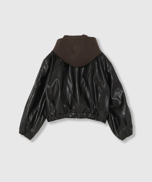 THINGS THAT MATTER（シングス ザット マター）の「VINTAGE IMITATION LEATHER HOODIE JACKET / ヴィンテージイミテーションレザーフーディージャケット（ブルゾン・レディース・ブラウン・FREE）」の12枚目の写真