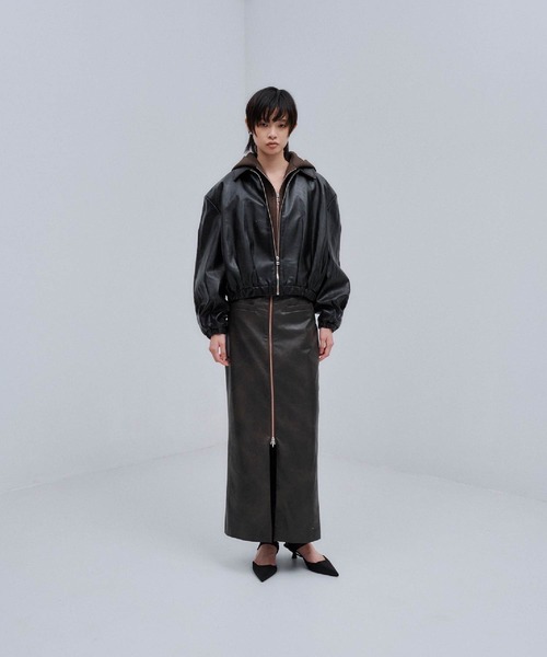 THINGS THAT MATTER(シングス ザット マター)の「VINTAGE IMITATION LEATHER HOODIE JACKET / ヴィンテージイミテーションレザーフーディージャケット(ブルゾン・レディース・ブラウン・FREE)」の15枚目の写真