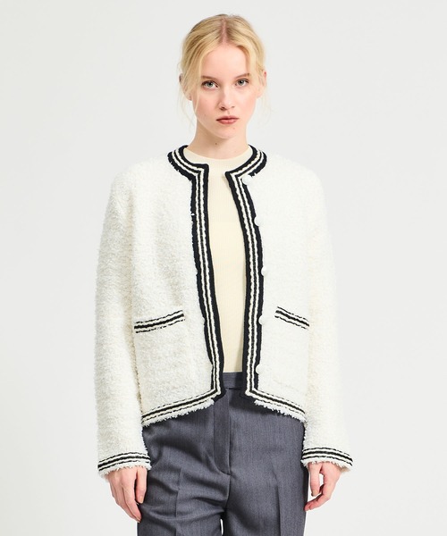 ESTNATION / ツイードニットジャケット（ノーカラージャケット