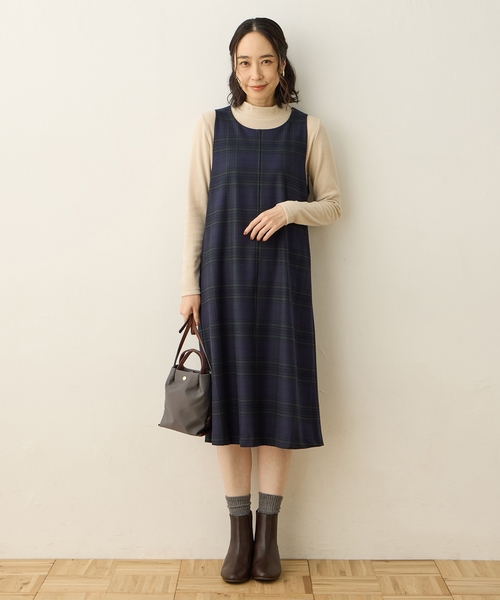 DECOY SINCE 1981（デコイシンスイチキュウハチイチ）の「裏起毛ジャンスカワンピース【右脇ポケットあり】（ワンピース・レディース・ブラウン/グリーン・9号/11号/13号）」の3枚目の写真