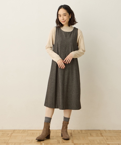DECOY SINCE 1981（デコイシンスイチキュウハチイチ）の「裏起毛ジャンスカワンピース【右脇ポケットあり】（ワンピース・レディース・ブラウン/グリーン・9号/11号/13号）」の9枚目の写真