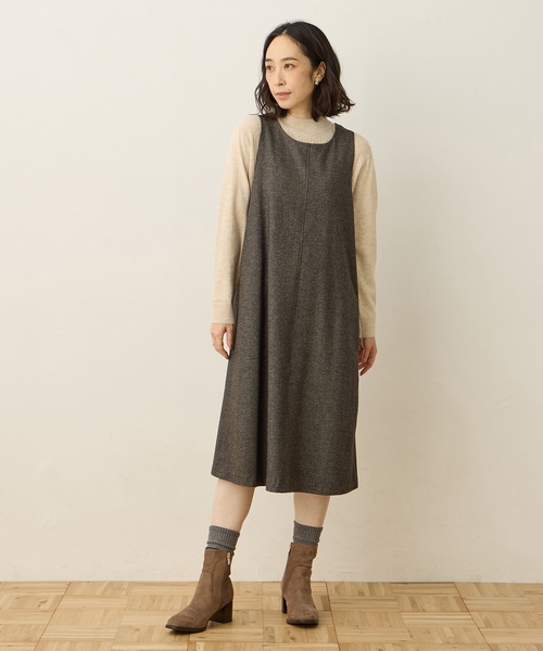 DECOY SINCE 1981（デコイシンスイチキュウハチイチ）の「裏起毛ジャンスカワンピース【右脇ポケットあり】（ワンピース・レディース・ブラウン/グリーン・9号/11号/13号）」の10枚目の写真