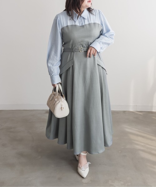 clette 即完売商品！オリジナルシャツドッキングベルト付きワンピース CLETTEオリジナルシャツドッキングベルト付きワンピース（ワンピース