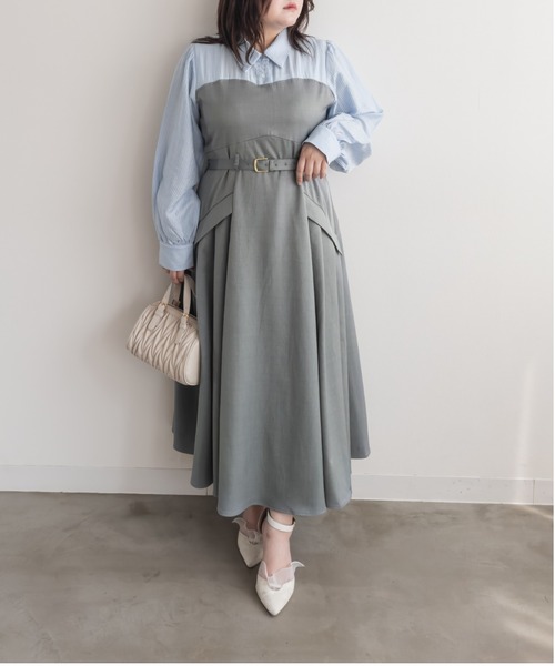 clette 即完売商品！オリジナルシャツドッキングベルト付きワンピース CLETTEオリジナルシャツドッキングベルト付きワンピース（ワンピース