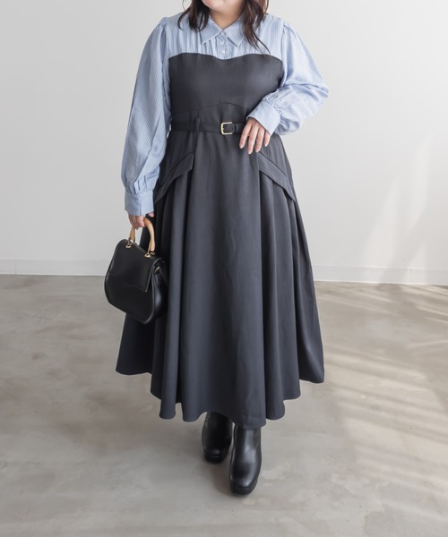 CLETTEオリジナルシャツドッキングベルト付きワンピース（ワンピース