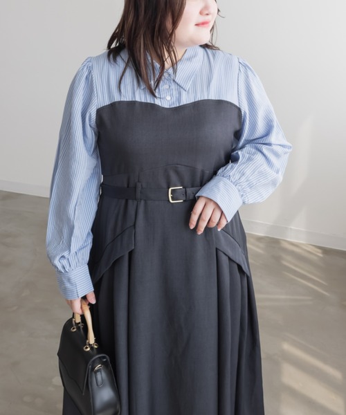 CLETTEオリジナルシャツドッキングベルト付きワンピース（ワンピース