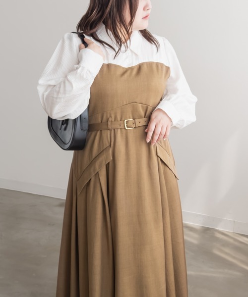 CLETTEオリジナルシャツドッキングベルト付きワンピース（ワンピース