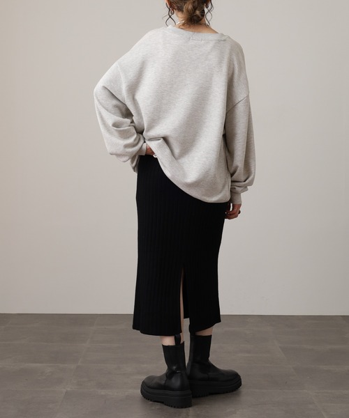 Nohea(ノヘア)の「noheaワイドリブニットナローSK77丈(スカート・レディース・ブラウン/グレー/ダークグレー/ブラック・M)」の10枚目の写真