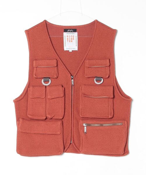 RICE NINE TEN(ライスナインテン)の「RICE NINE TEN KNITTED FISSHING VEST KN-FSV(ベスト・メンズ・ブルー/ブラウン・1)」の2枚目の写真