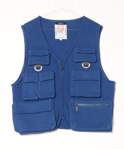 RICE NINE TEN(ライスナインテン)の「RICE NINE TEN KNITTED FISSHING VEST KN-FSV(ベスト・メンズ・ブルー/ブラウン・1)」の1枚目の写真