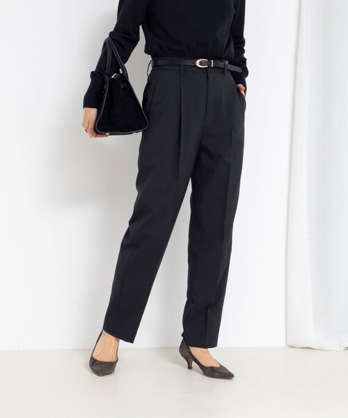 NOLLEY’S（ノーリーズ）の「《セットアップ対応》ウォッシャブルタックテーパードパンツ（その他パンツ・レディース・グレー系その他/ネイビー・38/36）」の6枚目の写真