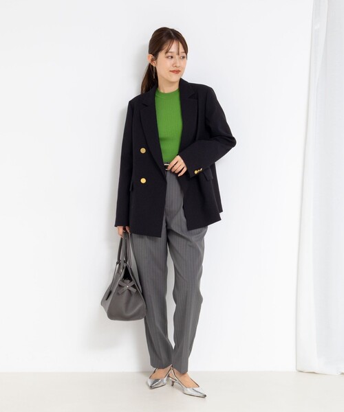 NOLLEY’S（ノーリーズ）の「《セットアップ対応》ウォッシャブルタックテーパードパンツ（その他パンツ・レディース・グレー系その他/ネイビー・38/36）」の12枚目の写真