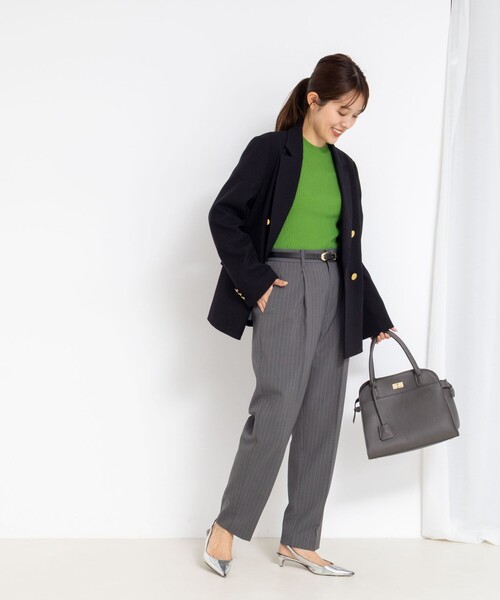 NOLLEY’S（ノーリーズ）の「《セットアップ対応》ウォッシャブルタックテーパードパンツ（その他パンツ・レディース・グレー系その他/ネイビー・38/36）」の13枚目の写真