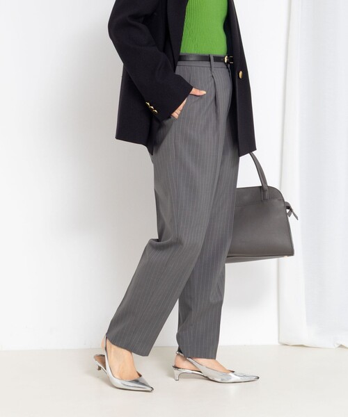 NOLLEY’S（ノーリーズ）の「《セットアップ対応》ウォッシャブルタックテーパードパンツ（その他パンツ・レディース・グレー系その他/ネイビー・38/36）」の15枚目の写真