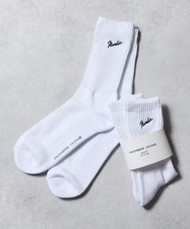 NUMBER (N)INE（ナンバーナイン）の「100% FINE COTTON EMBROIDERY CLASSIC LOGO 2 PACK RIB CREW SOCKS / ファイン コットン100% ワンポイント ロゴ刺繍 2パック リブ クルー ソックス（ソックス/靴下）」