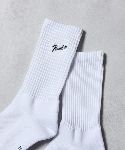 NUMBER (N)INE（ナンバーナイン）の「100% FINE COTTON EMBROIDERY CLASSIC LOGO 2 PACK RIB CREW SOCKS / ファイン コットン100% ワンポイント ロゴ刺繍 2パック リブ クルー ソックス（ソックス/靴下・メンズ・ホワイト/ブラック・25cm～27cm）」の5枚目の写真