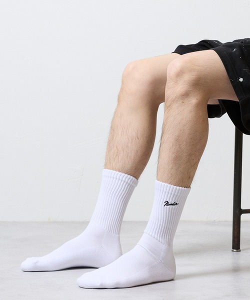 NUMBER (N)INE(ナンバーナイン)の「100% FINE COTTON EMBROIDERY CLASSIC LOGO 2-PACK RIB CREW SOCKS / ファイン コットン100% ワンポイント ロゴ刺繍 2パック リブ クルー ソックス(ソックス/靴下・メンズ・ホワイト/ブラック・25cm~27cm)」の12枚目の写真