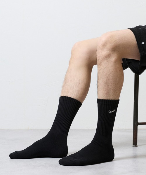 NUMBER (N)INE(ナンバーナイン)の「100% FINE COTTON EMBROIDERY CLASSIC LOGO 2-PACK RIB CREW SOCKS / ファイン コットン100% ワンポイント ロゴ刺繍 2パック リブ クルー ソックス(ソックス/靴下・メンズ・ホワイト/ブラック・25cm~27cm)」の13枚目の写真