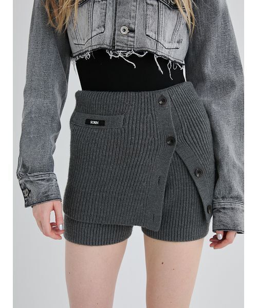 SORIN ブラックショートパンツ (タグ付き) SORIN（ソリン ）の「Wool Rib Layered Short Pants/ウールリブ
