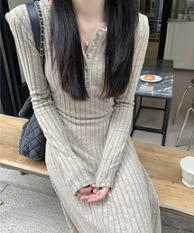 ヘンリーデザイン リブニットロングワンピース