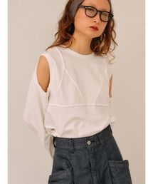 null.（ヌル）の「ビスチェオープンショルダーロングTシャツ（Tシャツ/カットソー）」