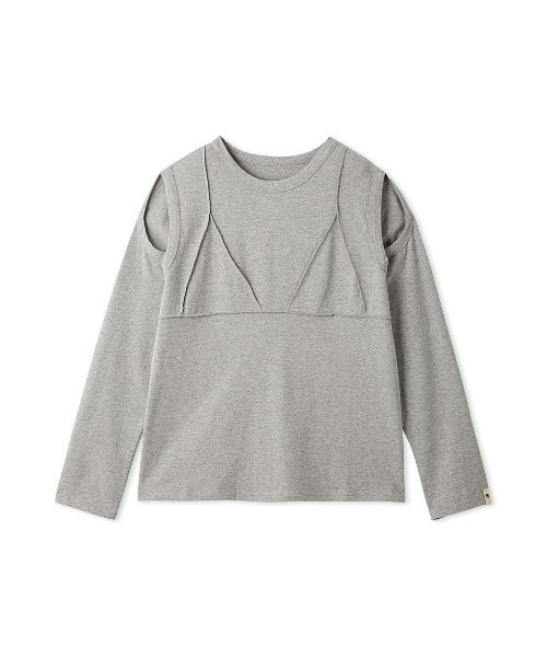 null.（ヌル）の「ビスチェオープンショルダーロングTシャツ（Tシャツ/カットソー・レディース・アイボリー/グレー/ブラック・F）」の9枚目の写真