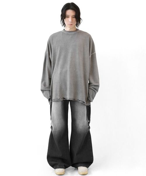 minsobi（ミンソビ）の「リベットタックバギーデニム（デニムパンツ・メンズ・ブラック・FREE）」の2枚目の写真