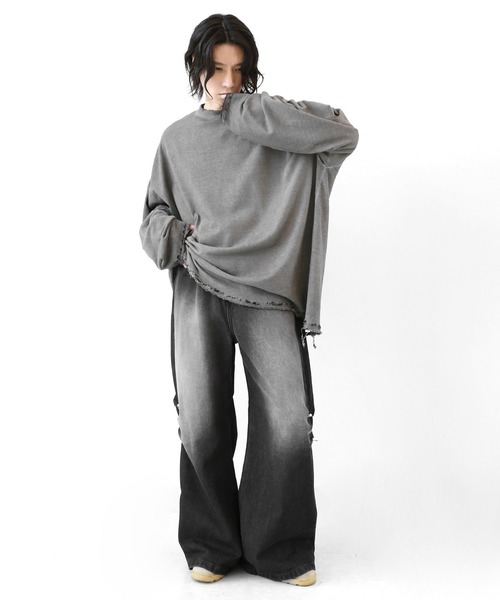 minsobi（ミンソビ）の「リベットタックバギーデニム（デニムパンツ・メンズ・ブラック・FREE）」の5枚目の写真