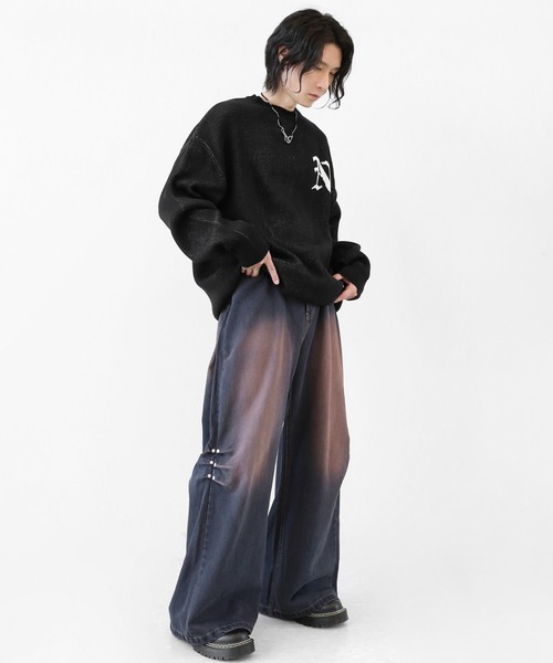 minsobi（ミンソビ）の「リベットタックバギーデニム（デニムパンツ・メンズ・ブラック・FREE）」の13枚目の写真