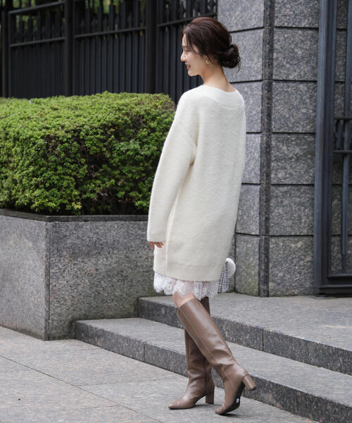 EDIT COLOGNE（エディットコロン）の「＜Ｅ＞レースレイヤード風ニットミニワンピース / 1215247103（ワンピース・レディース・ブラック/グレー系その他/ホワイト系その他・MEDIUM/P/S）」の16枚目の写真