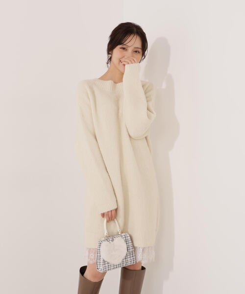 EDIT COLOGNE（エディットコロン）の「＜Ｅ＞レースレイヤード風ニットミニワンピース / 1215247103（ワンピース・レディース・ブラック/グレー系その他/ホワイト系その他・MEDIUM/P/S）」の18枚目の写真