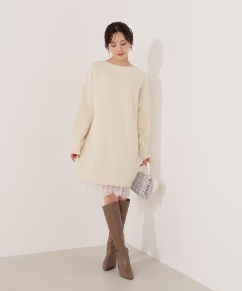 EDIT COLOGNE（エディットコロン）の「＜Ｅ＞レースレイヤード風ニットミニワンピース / 1215247103（ワンピース・レディース・ブラック/グレー系その他/ホワイト系その他・MEDIUM/P/S）」の19枚目の写真