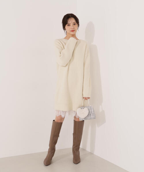 EDIT COLOGNE（エディットコロン）の「＜Ｅ＞レースレイヤード風ニットミニワンピース / 1215247103（ワンピース・レディース・ブラック/グレー系その他/ホワイト系その他・MEDIUM/P/S）」の20枚目の写真