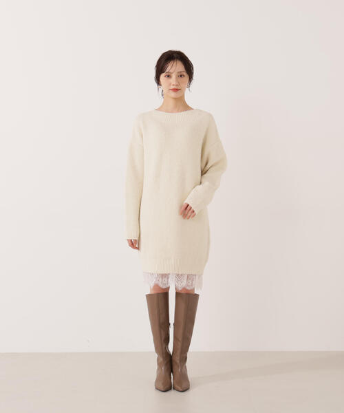 EDIT COLOGNE（エディットコロン）の「＜Ｅ＞レースレイヤード風ニットミニワンピース / 1215247103（ワンピース・レディース・ブラック/グレー系その他/ホワイト系その他・MEDIUM/P/S）」の11枚目の写真