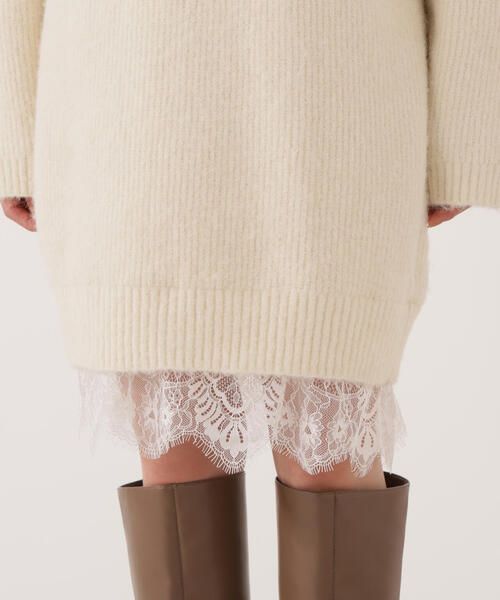 EDIT COLOGNE（エディットコロン）の「＜Ｅ＞レースレイヤード風ニットミニワンピース / 1215247103（ワンピース・レディース・ブラック/グレー系その他/ホワイト系その他・MEDIUM/P/S）」の8枚目の写真