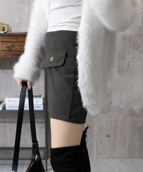 Miniministore(ミニミニストア)の「ラメ付きショートパンツ 秋冬 ツイード風(スラックス・レディース・ブラック/ダークグレー・L/S/M)」の11枚目の写真