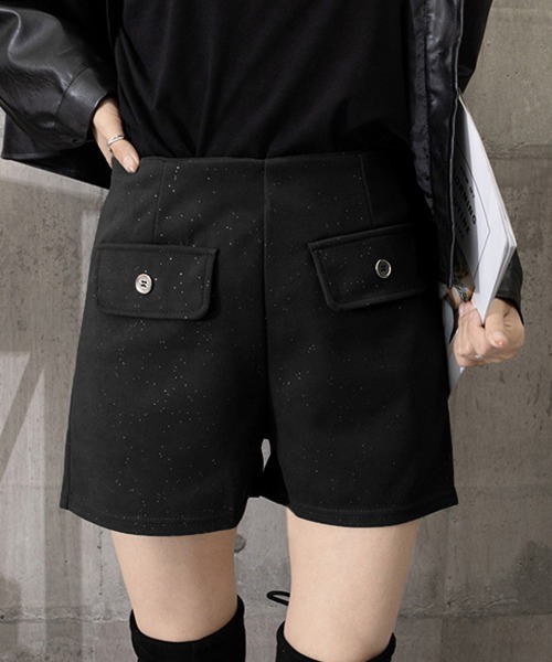 Miniministore(ミニミニストア)の「ラメ付きショートパンツ 秋冬 ツイード風(スラックス・レディース・ブラック/ダークグレー・L/S/M)」の13枚目の写真