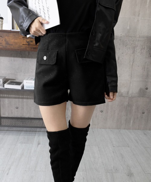 Miniministore(ミニミニストア)の「ラメ付きショートパンツ 秋冬 ツイード風(スラックス・レディース・ブラック/ダークグレー・L/S/M)」の16枚目の写真
