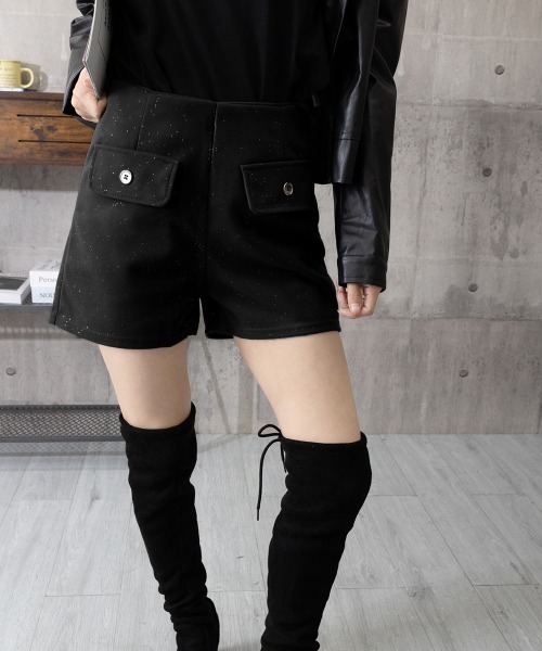 Miniministore(ミニミニストア)の「ラメ付きショートパンツ 秋冬 ツイード風(スラックス・レディース・ブラック/ダークグレー・L/S/M)」の17枚目の写真