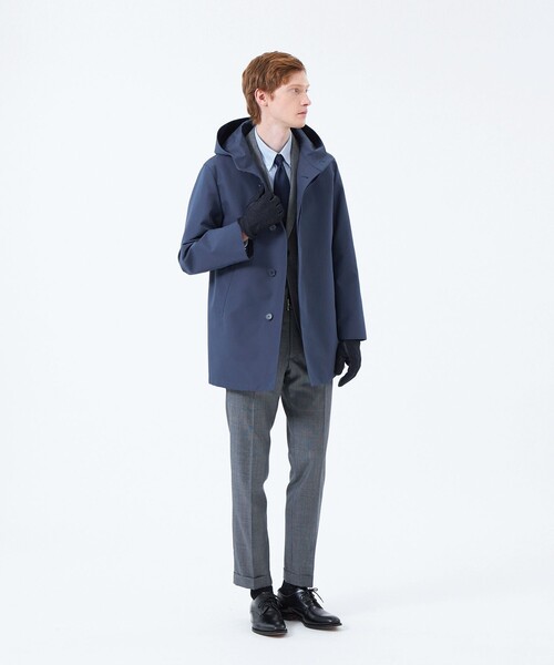 MACKINTOSH PHILOSOPHY（ﾏｯｷﾝﾄｯｼｭ ﾌｨﾛｿﾌｨｰ）の「EMMETEX ヘリンボーン×レザー　スマホグローブ（手袋・メンズ・ブラウン系その他5/チャコールグレー/ネイビー・FREE）」の6枚目の写真