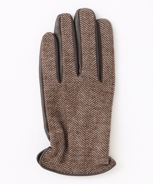 MACKINTOSH PHILOSOPHY（ﾏｯｷﾝﾄｯｼｭ ﾌｨﾛｿﾌｨｰ）の「EMMETEX ヘリンボーン×レザー　スマホグローブ（手袋・メンズ・ブラウン系その他5/チャコールグレー/ネイビー・FREE）」の7枚目の写真
