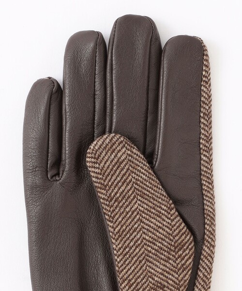 MACKINTOSH PHILOSOPHY（ﾏｯｷﾝﾄｯｼｭ ﾌｨﾛｿﾌｨｰ）の「EMMETEX ヘリンボーン×レザー　スマホグローブ（手袋・メンズ・ブラウン系その他5/チャコールグレー/ネイビー・FREE）」の8枚目の写真